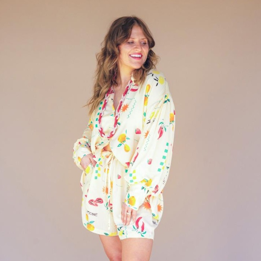 Limone Print Matching Set | Lemon Co-Ord Top & Shorts | One Size
